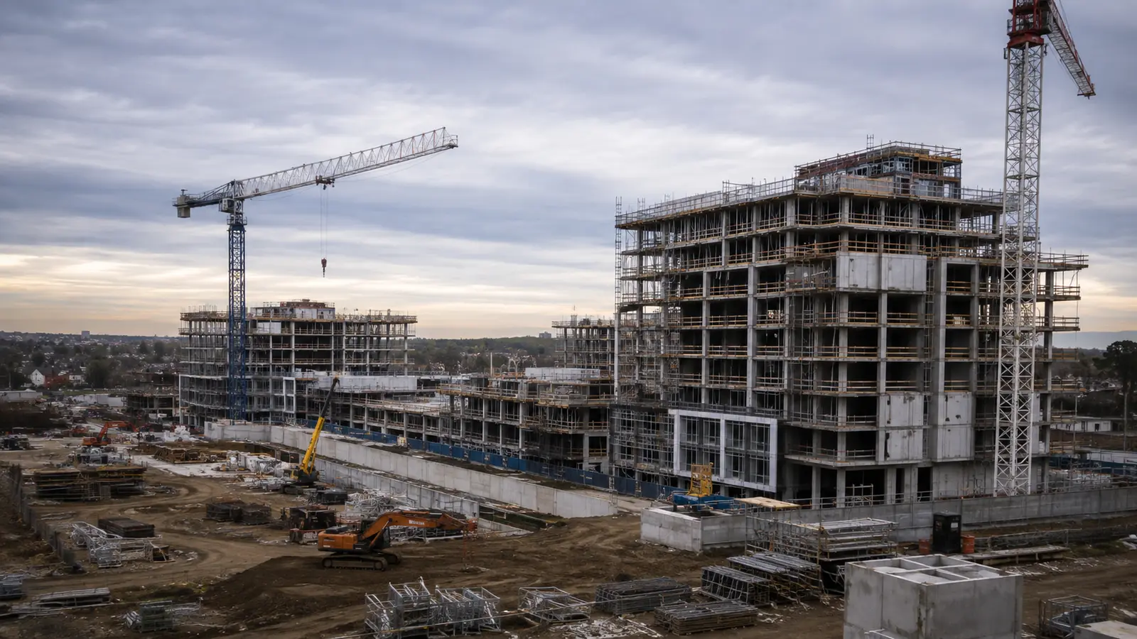 阴天下的 Western Sydney 公寓建筑工地