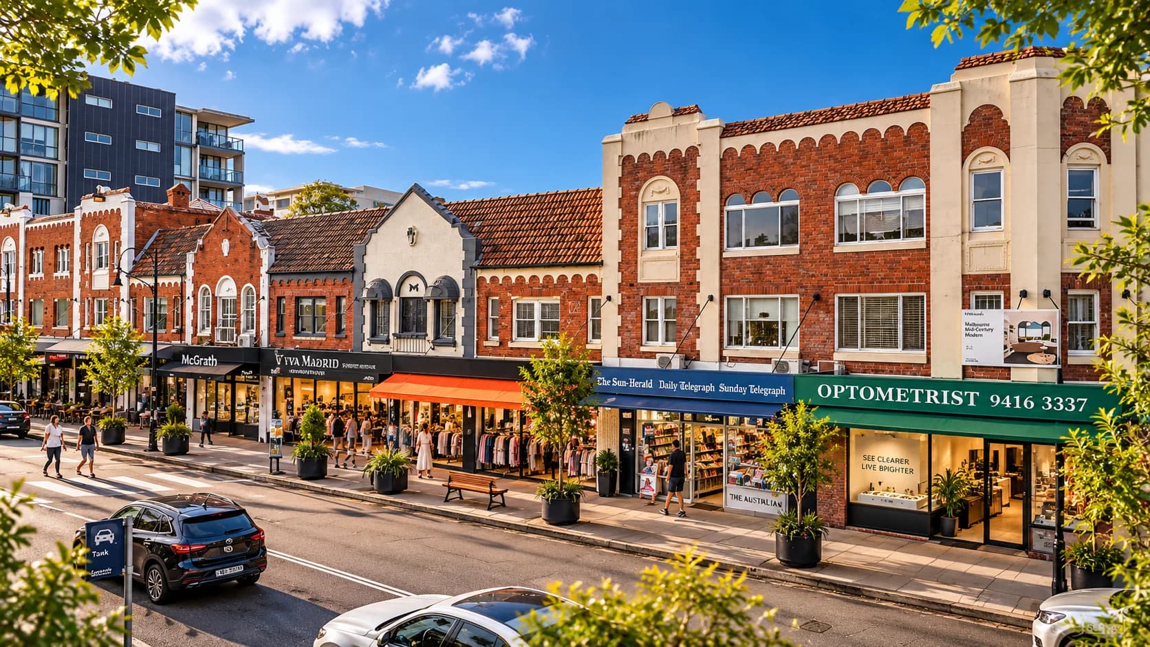 Lindfield streetscape and local residential setting