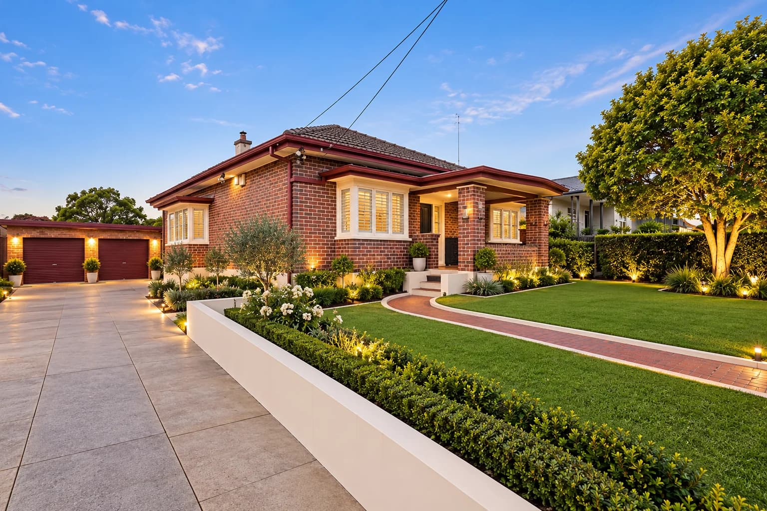 Brick house with driveway and front garden