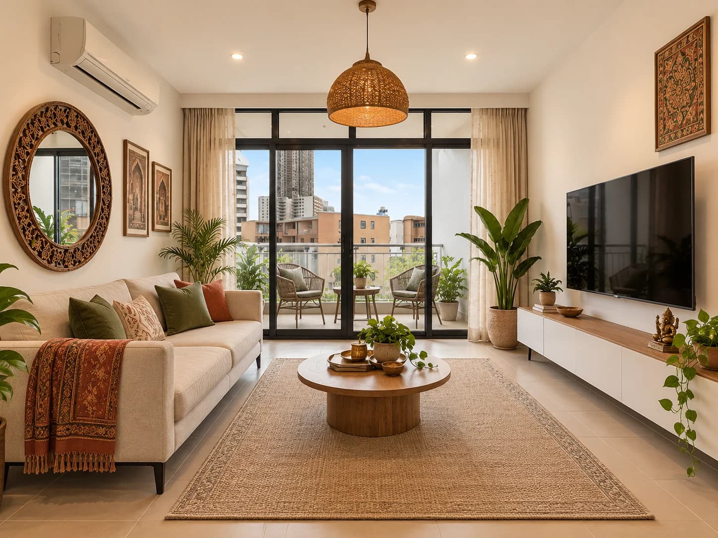 Apartment living room with a balcony