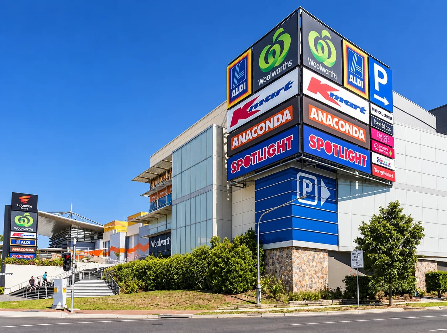 Lidcombe retail centre and its entrance signage