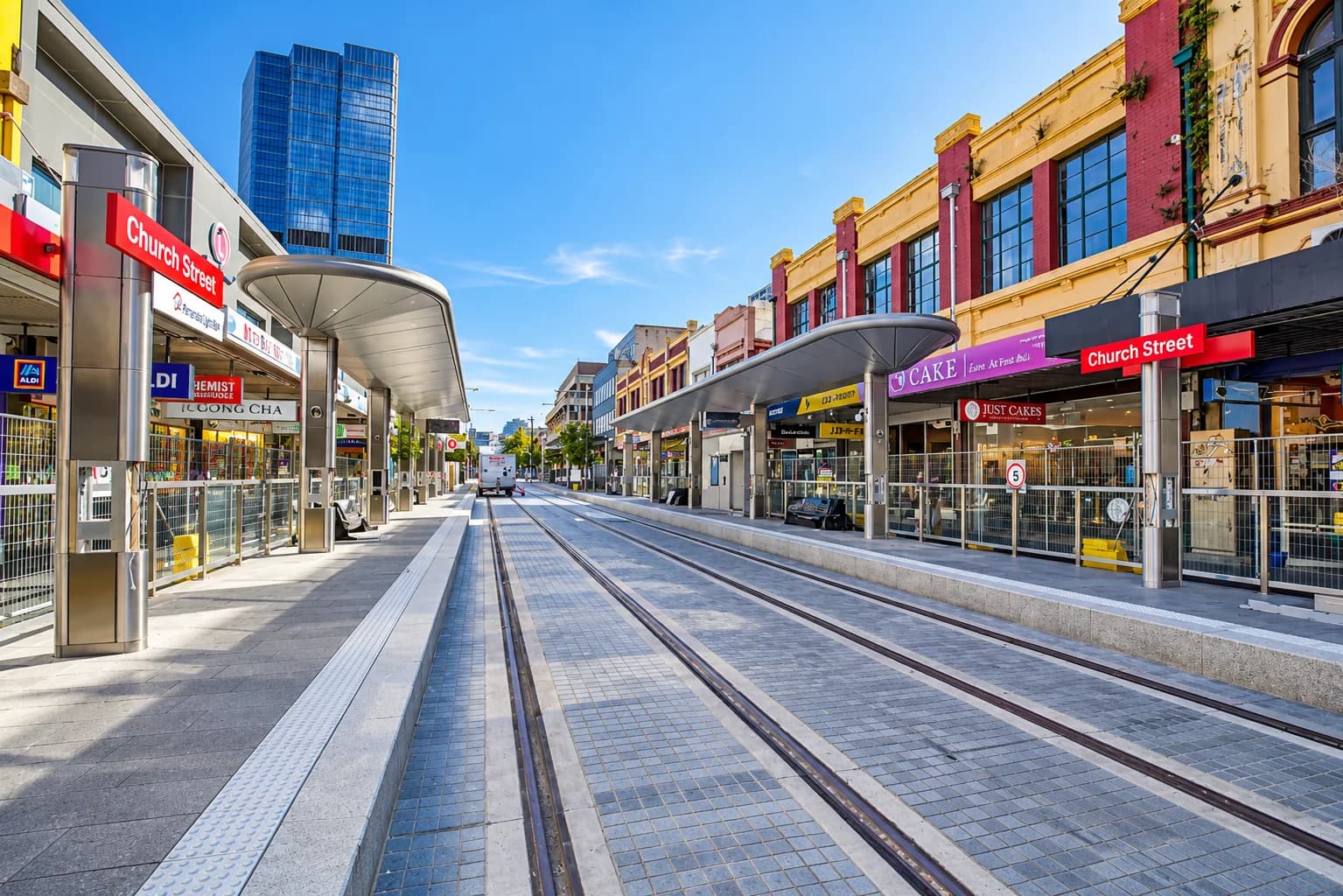 Church Street light rail and shopping precinct