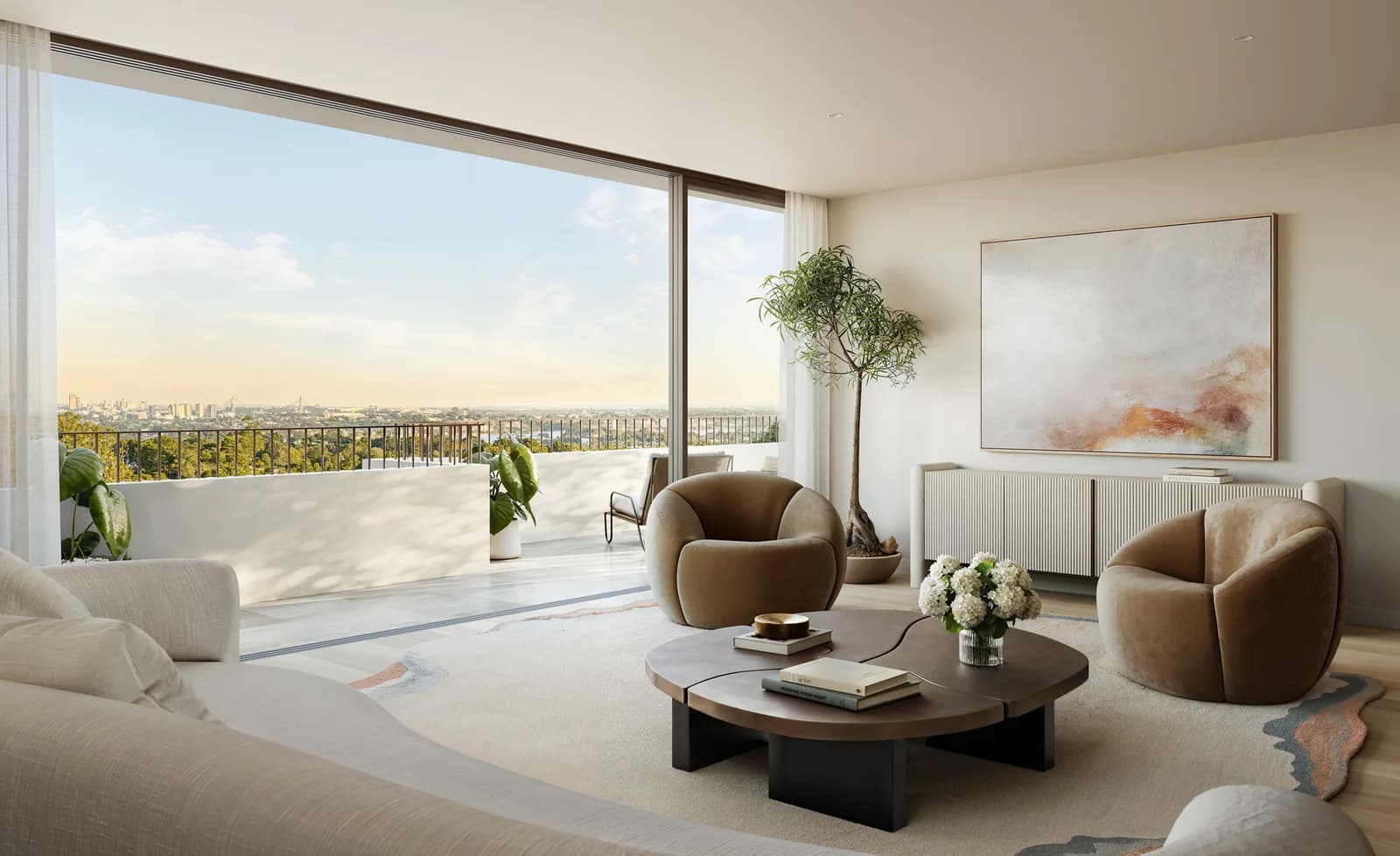 Lane Cove apartment interior with district views