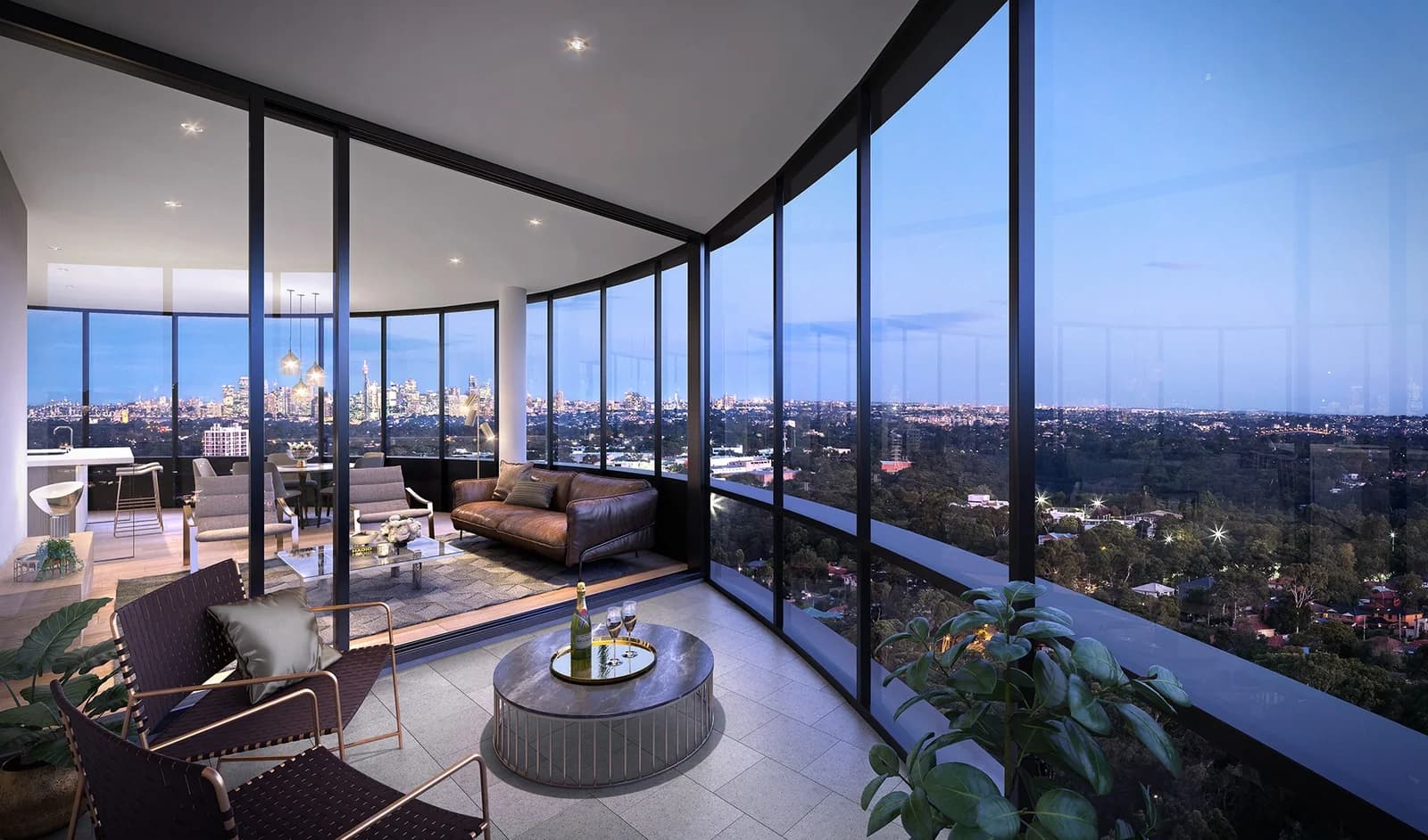 North Ryde apartment interior with district views