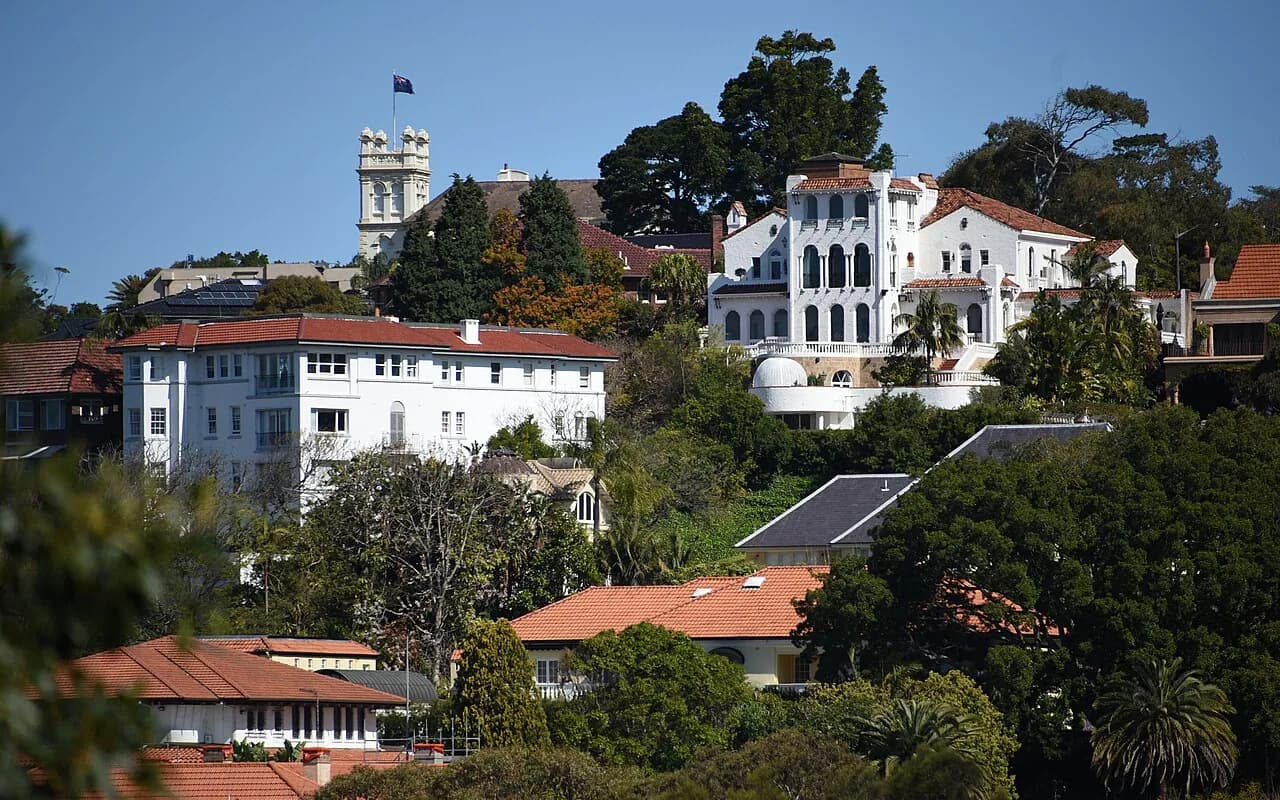 Residential hillside streetscape in Bellevue Hill