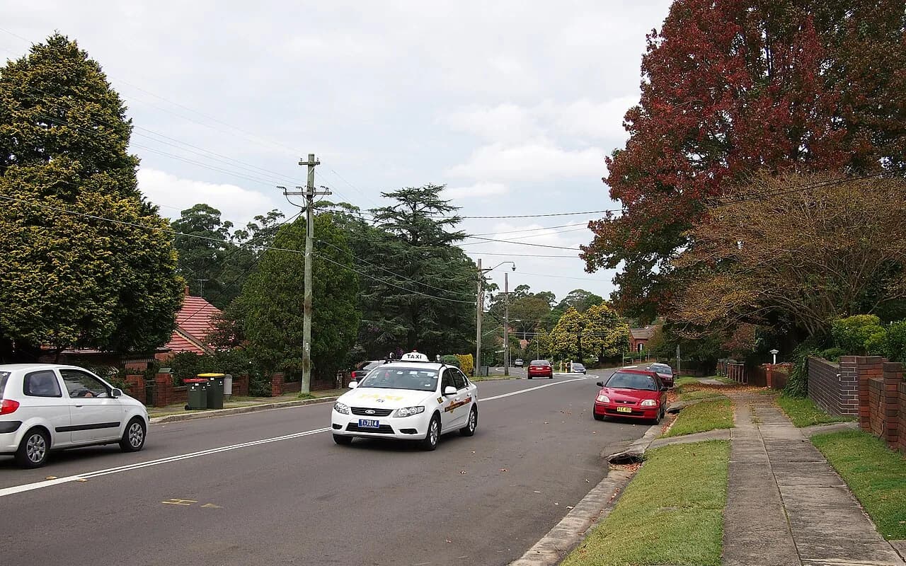 Local streetscape in Denistone, Sydney