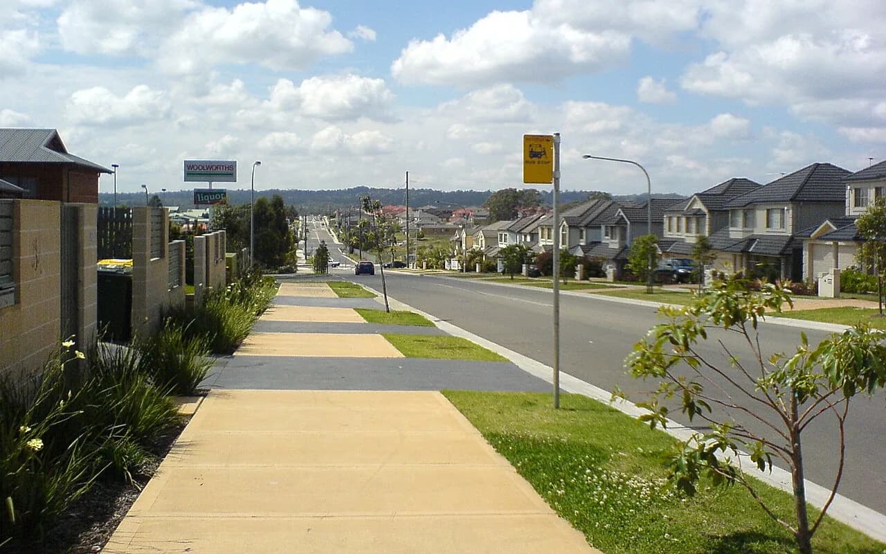 Local streetscape in Kellyville, Sydney