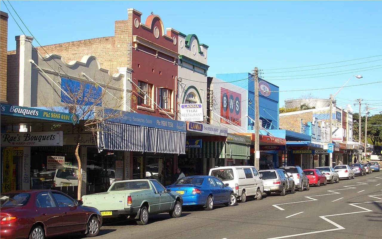 Local streetscape in Penshurst, Sydney