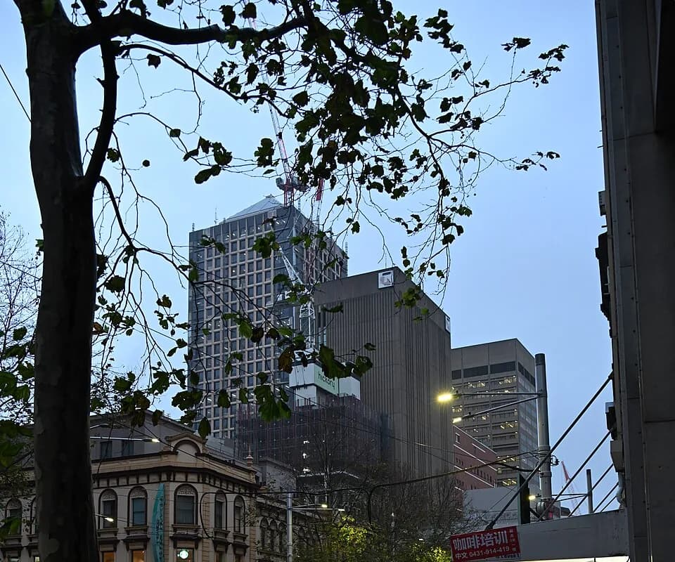 George Street in Sydney CBD at dusk
