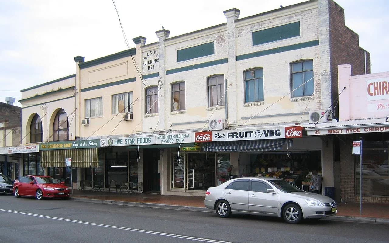 Local streetscape in West Ryde, Sydney