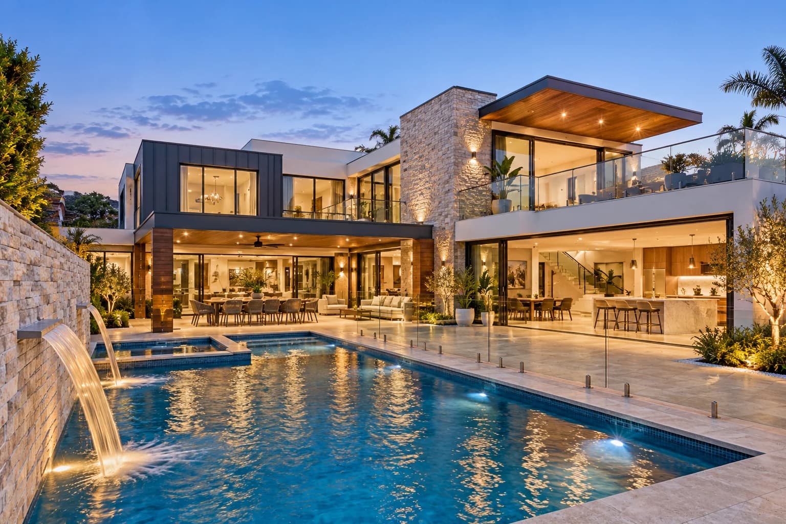 Modern house with a swimming pool and outdoor terrace