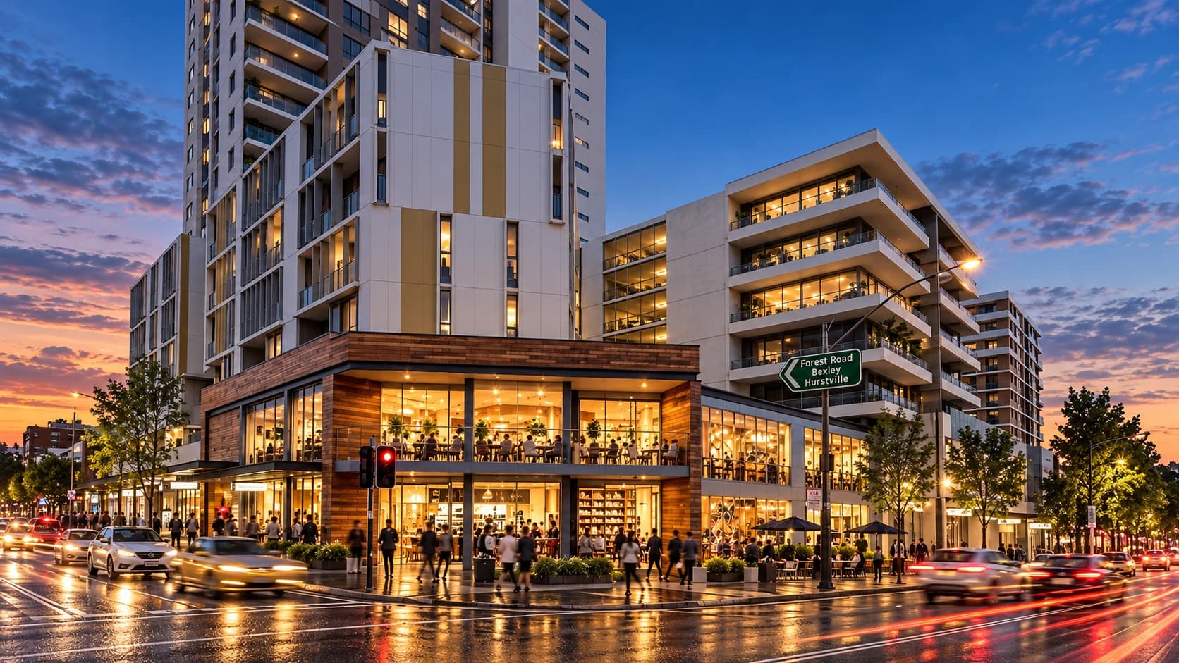 Wolli Creek streetscape and local residential setting