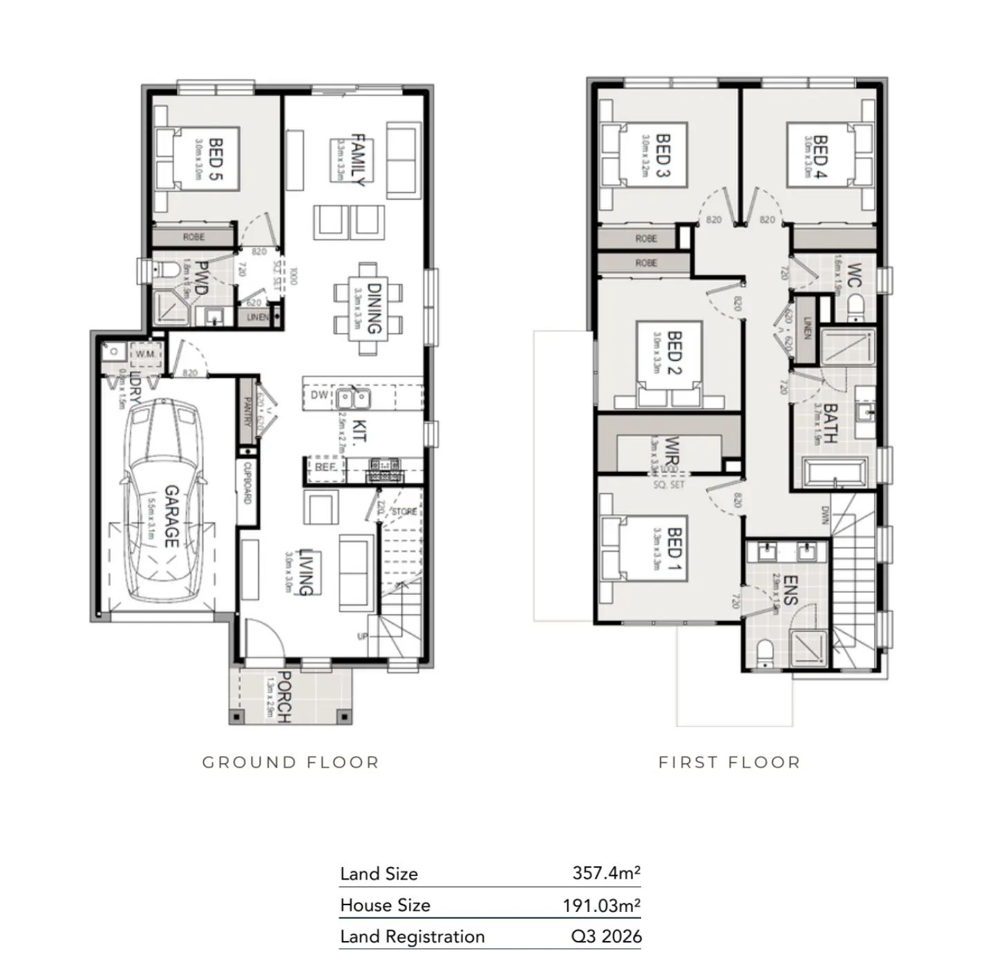 Lot 19 Sara Modern 独立屋首层及二层户型图
