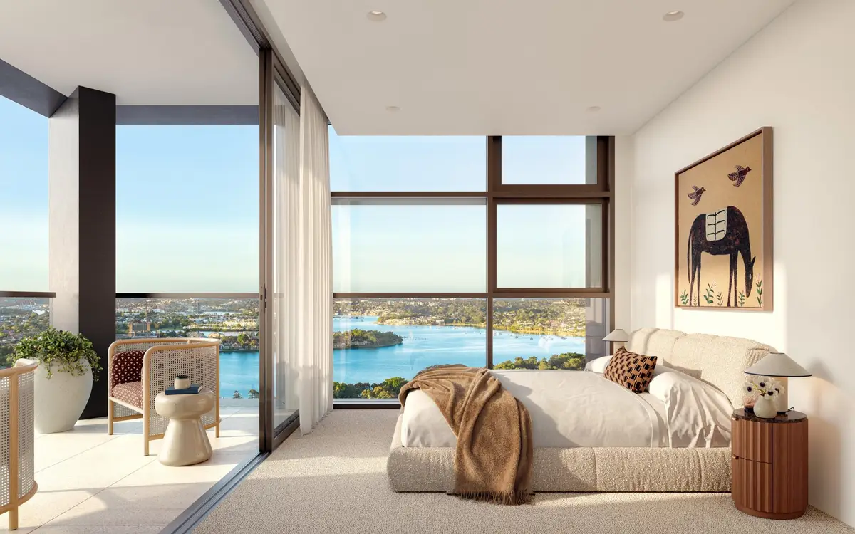 Kings Bay Village 客厅与阳台湾景效果图