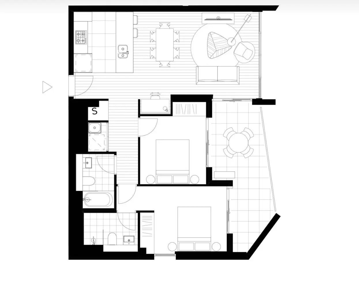 Floorplan for the two-bedroom Tallawong Village apartment